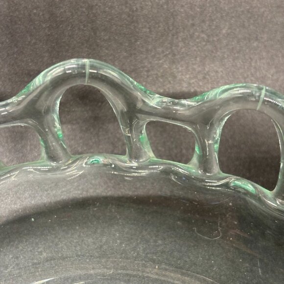Uranium Green Depression Glass Open Lace Bowl - Picture 6 of 7
